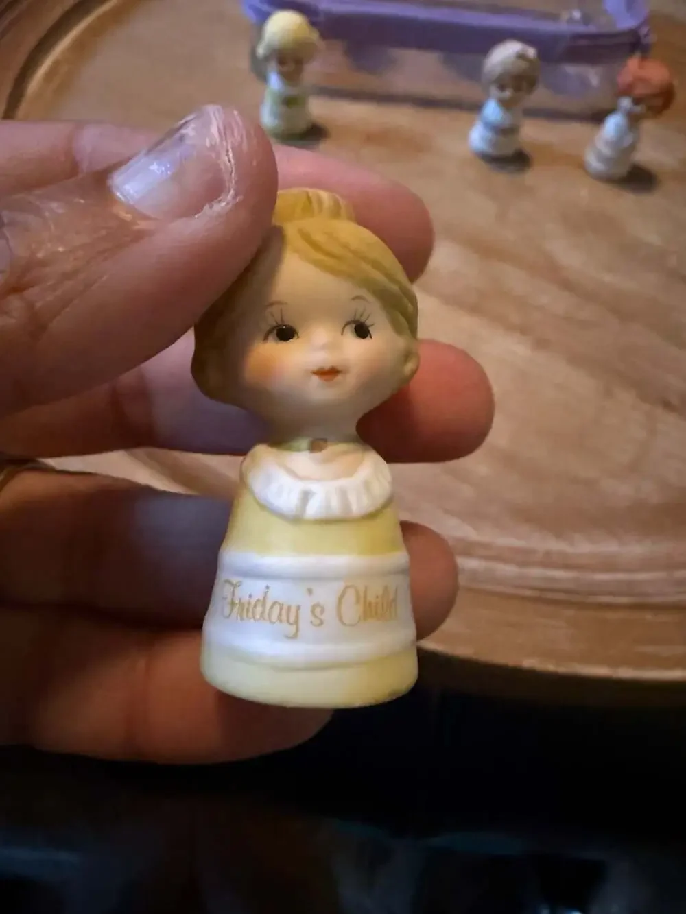 Enesco Days of the Week Porcelain Thimbles Set